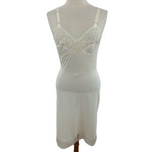 Vintage Laros Women's Full Slip Nylon Ivory Lace Bodice 32" Bust